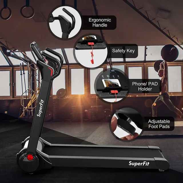 Costway Superfit Folding 2.25hp Electric Treadmill Running Machine App  Control Bluetooth