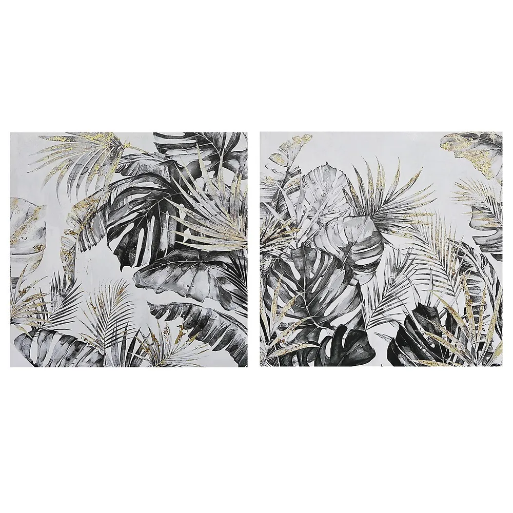 Maison Concepts Hand Painted Canvas Wall Art Golden Tropics - Set Of 2