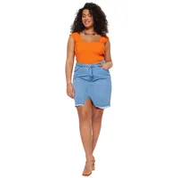 Women Pencil Skirt Regular Fit Denim Plus Size Skirt