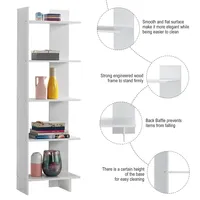Set Of 2 Bookcase Storage 5-tier Open Shelf Display Room Divider