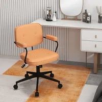 Pu Leather Office Chair Adjustable Swivel Leisure Desk Chair W/ Armrest