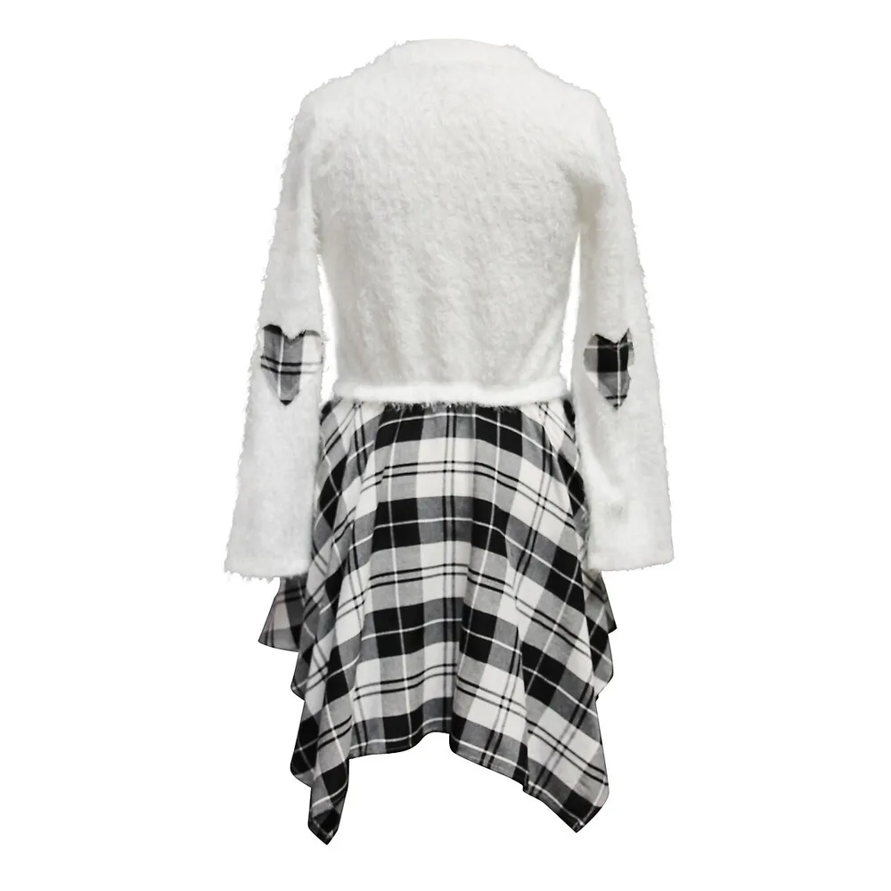 Matching Long-Sleeve Button-Front Plaid Dress for Girls