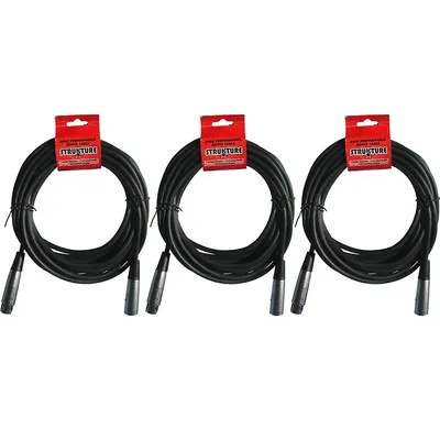 3x Xlr Microphone Cable Male To Female 6ft Premium Mic Cable