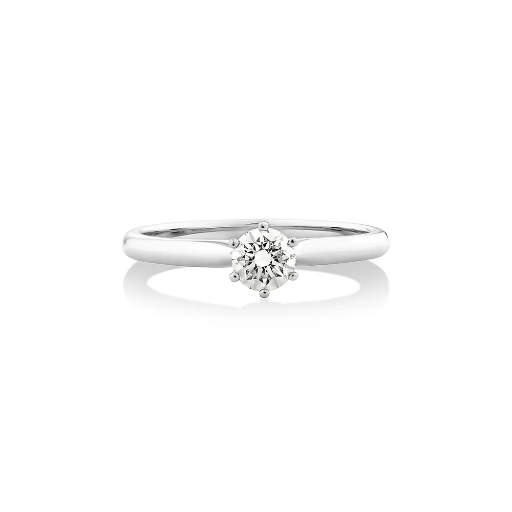 Certified Solitaire Engagement Ring With A 0.34 Carat Tw Diamond In 18kt White Gold