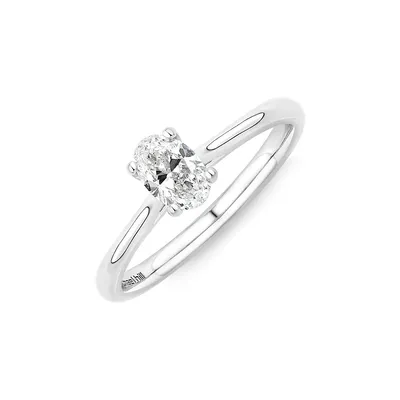 0.50 Carat Tw Oval Solitaire Engagement Ring In 14kt White Gold