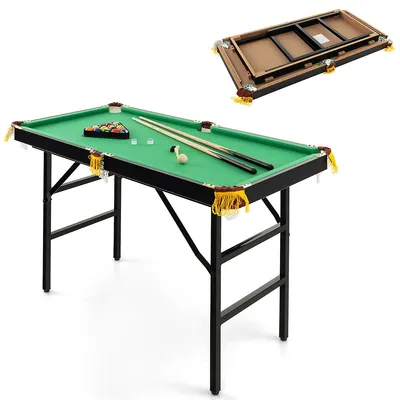47" Folding Billiard Table Pool Game Table Indoor Kids W/ Cues Brush Chalk Green