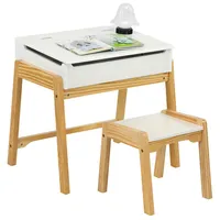 Kids Table & Chair Set Wooden Activity Art Study Desk W/storage Space