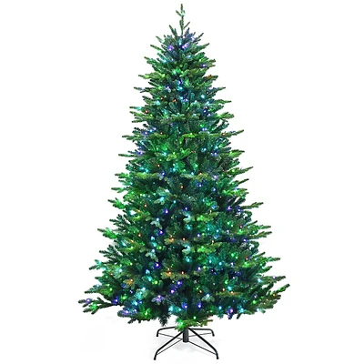 Costway 8ft App-controlled Pre-lit Christmas Tree W/ 15 Modes Multicolor Lights