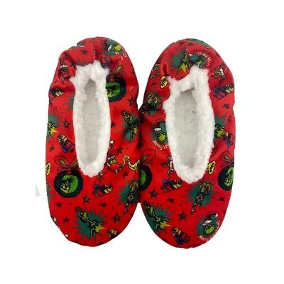The Grinch Christmans Furry Red Womans Slippers