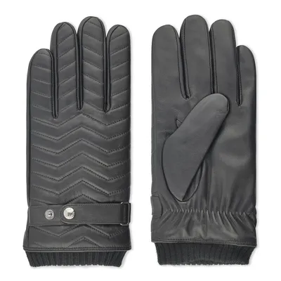 Cr Men's - Leather Glove With Ribbed Detail
