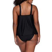 Women's Black Sadie A-line High Neck Silhouette Swimwear Tankini Top