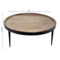 Gray Acacia Wood With Riveted Gunmetal Cake Stand
