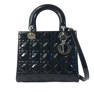 Pre-loved Medium Patent Cannage Lady Dior