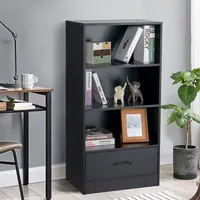 48" Tall 4-tier Storage Shelf Wood Bookcase W/drawer Home Organizer Display Rack
