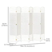 6-panel Room Divider Freestanding Folding Screen White