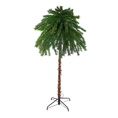 6' Pre-lit Artificial Tropical Outdoor Patio Palm Tree - Multicolor Lights