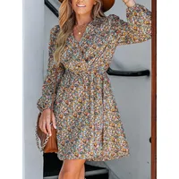 Women's Ditsy Floral Peasant Sleeve Dress