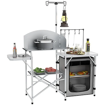 Aluminum Folding Camping Kitchen Table With Windshield