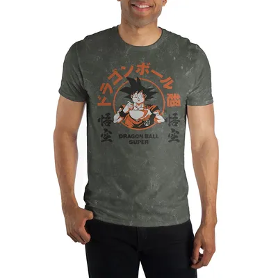 Dragon Ball Super Goku Ramen Kanji Mineral Wash Grey T-shirt