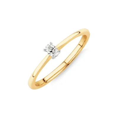 Oval Cut Diamond Solitaire Promise Ring In 10kt Yellow And White Gold