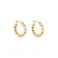 Croissant Twist 15mm Hoop Earrings In 10kt Yellow Gold