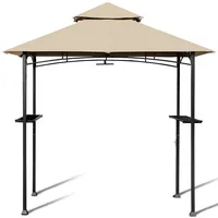8' X 5' Outdoor Patio Barbecue Grill Gazebo W/ Led Lights 2-tier Canopy Top