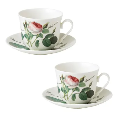 Breakfast Cup And Saucers, 450 Ml - Redoute Rose - Set Of 2