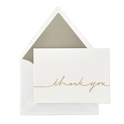 Signature Gold Thank You Cards, Gold Script (10 Cards With Envelopes)