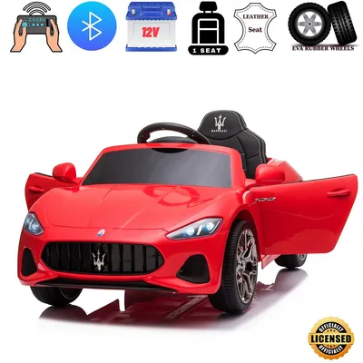 Complete Sport Edition Maserati Gran Cabrio 12V 1-Seater Toddlers' & Kids' Ride-on Car w/ Rubber Wheels, Leather Seat w/ Seatbelt, USB, BT, Parent RC