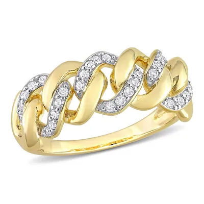 1/4 Ct Tw Diamond Interlocking Link Ring Yellow Plated Sterling Silver