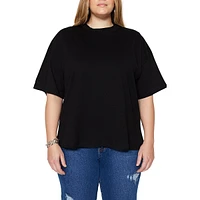 Women Oversize Basic Crew Neck Knitted Plus T-shirt