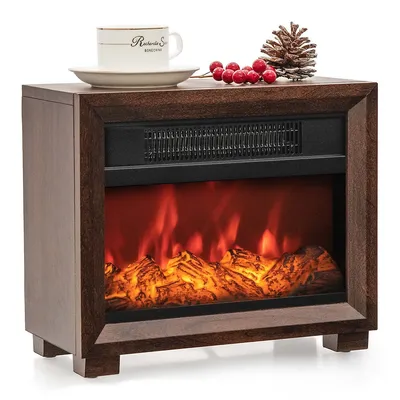 Mini Desktop Electric Fireplace Heater Portable Wooden Fireplace With Vivid Flame