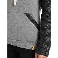 Women's Pullover Sweatshirt With Quilted Sleeves