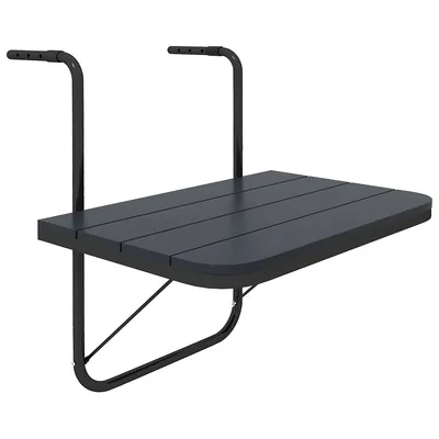 Railing Table W/ Foldable Design Hanging Table, Black