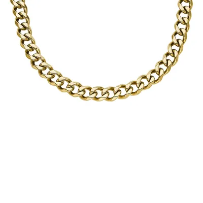 Unisex Bold Chains Gold-tone Stainless Steel Chain Necklace