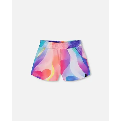 French Terry Short Printed Rainbow Heart