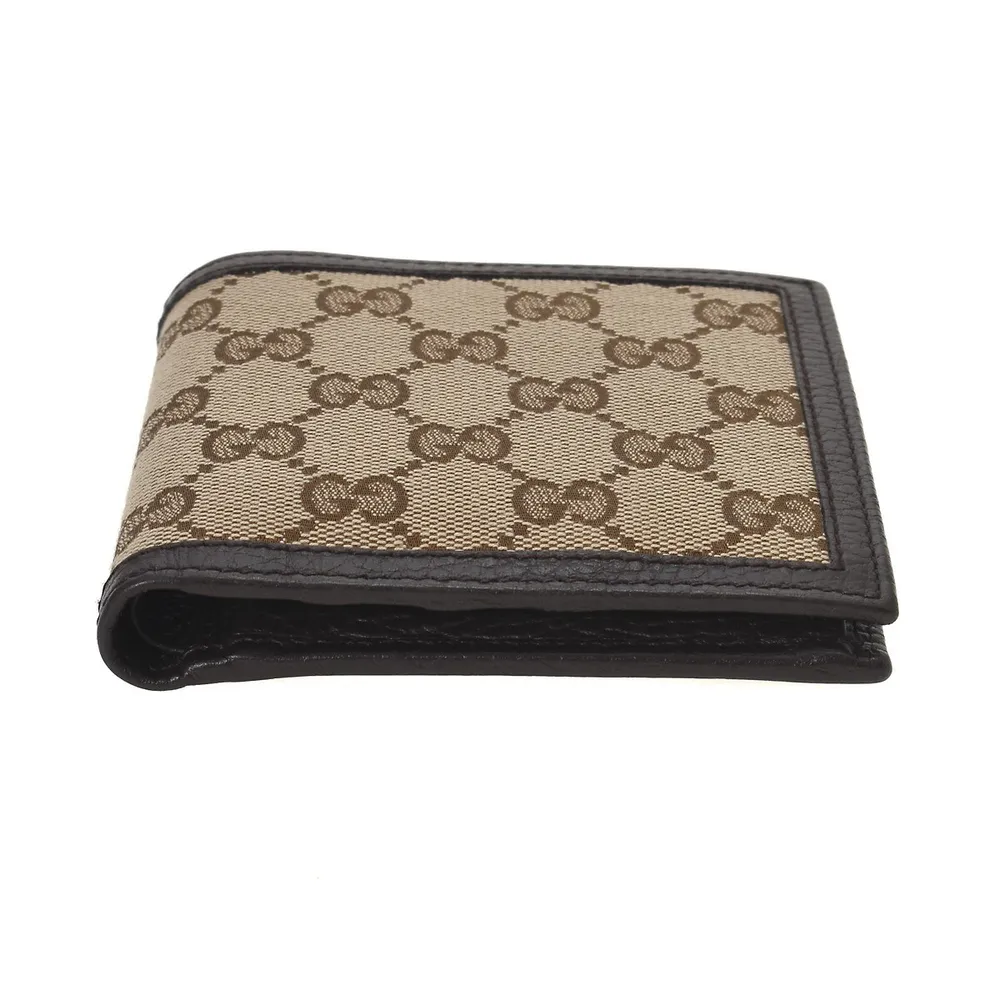 Gucci Brown GG Supreme Canvas and Leather Web Detail Coin Pouch Bi-Fold  Wallet