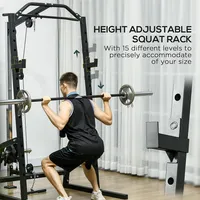 Power Cage With Pulley System, 15-level Squat Rack