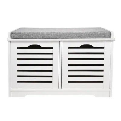 Entryway Storage Bench With 2 Drawers And Removable Padded Seat Cushion