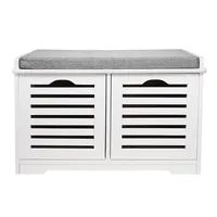 Entryway Storage Bench With 2 Drawers And Removable Padded Seat Cushion