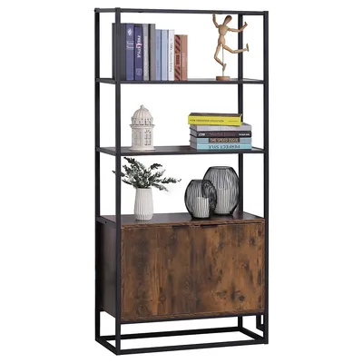 Tall Storage Cabinet With 3 Open Shelves
