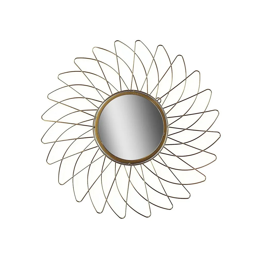 Circular Gold Wired Wall Mirror (daisy)