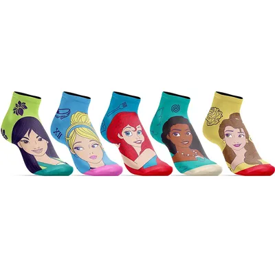 Disney Princess Characters 5 Pack Womens Juniors Ankle Socks