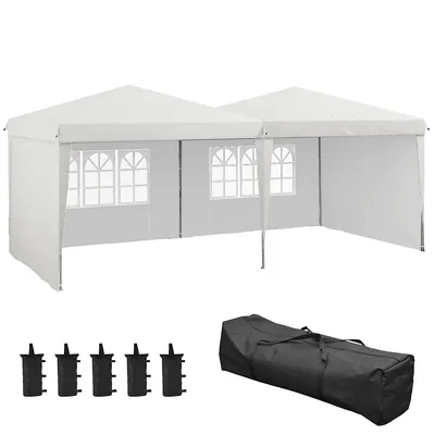 10' X 19' Pop Up Canopy Tent With Sidewalls And Carry Bag