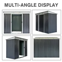 6' X 4' Metal Outdoor Storage Shed Sliding Doors Vents Grey