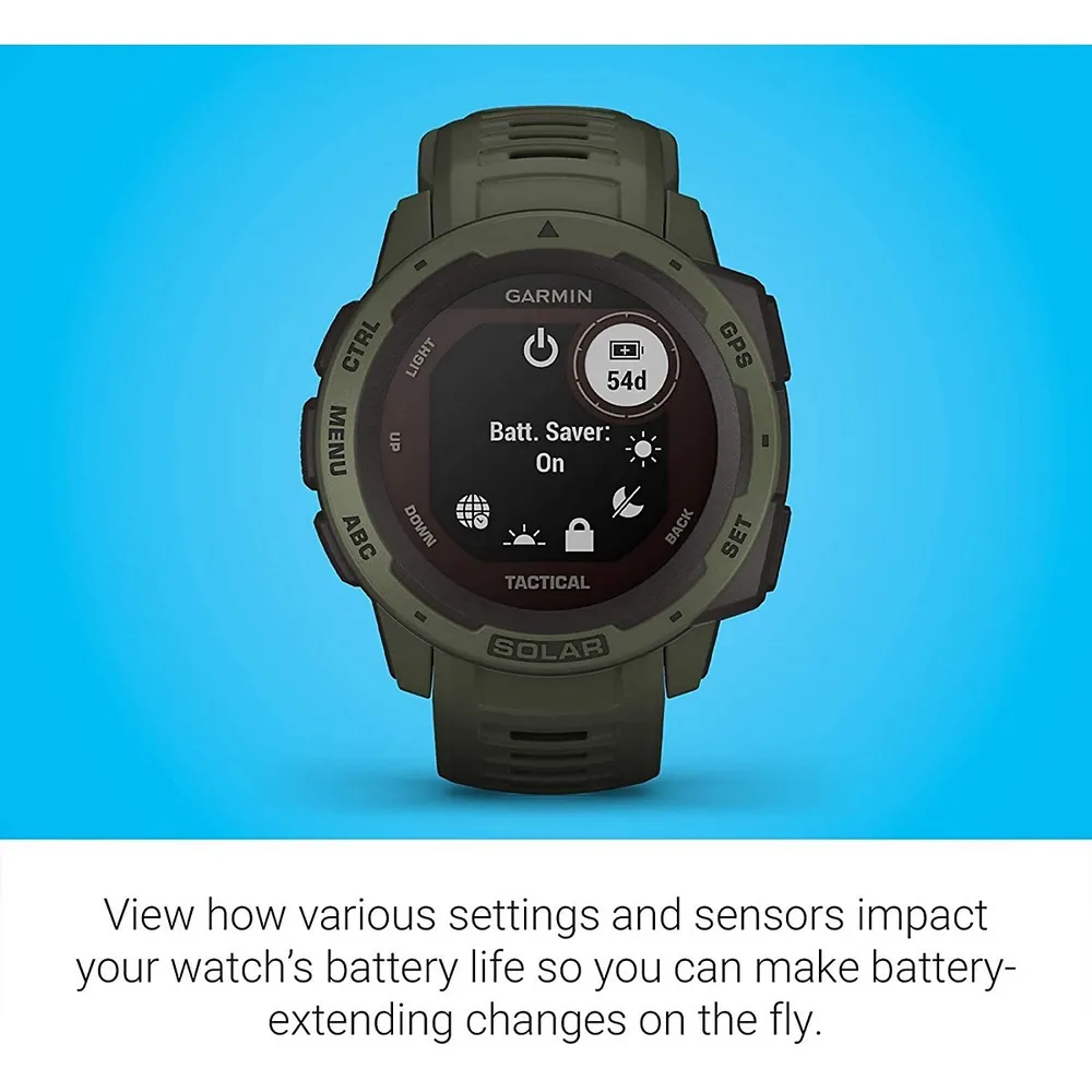 Instinct Solar Tactical, Solar-powered Rugged Outdoor Smartwatch With Tactical Features, Built-in Sports Apps And Health Monitoring