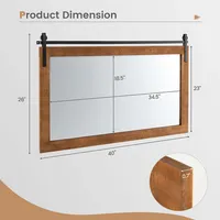 Farmhouse Bathroom Wall Mounted Mirror 40" X 26" Explosion-proof Fir Wood Frame