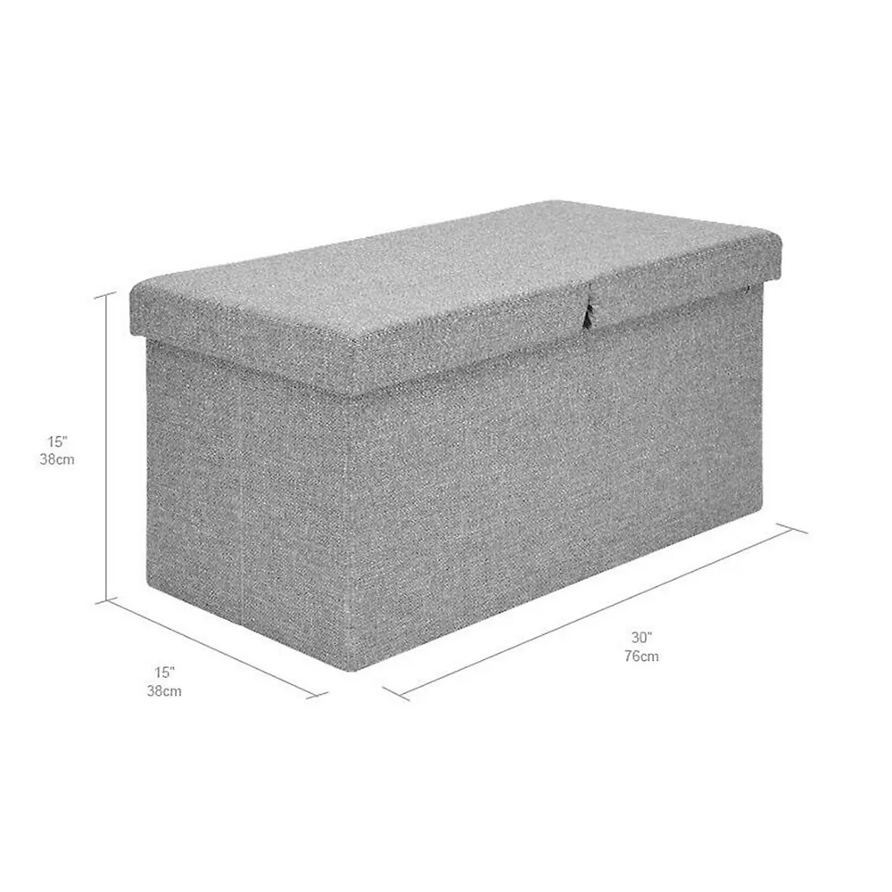 Costway 30'' Folding Storage Ottoman W/Lift Top Bed End Bench 80L Storage  Space Dark Grey 