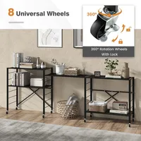 5-tier Foldable Storage Shelves Adjustable Collapsible Organizer Rack With Wheels