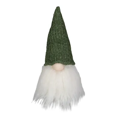 11" Led Lighted Plush Green Knit Gnome Christmas Figure